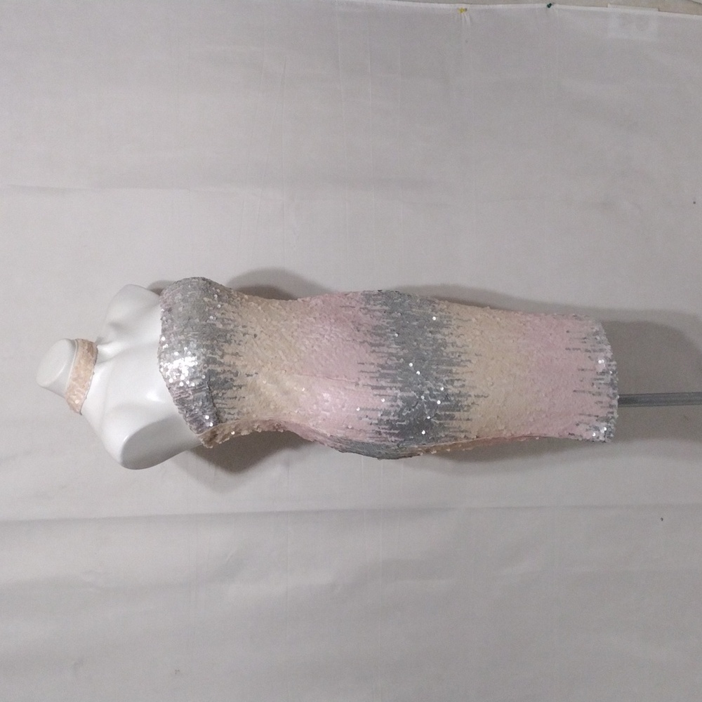 L’Atiste NWT Ombre Sequin Bodycon Dress Strapless High Neck Party Cocktail Large - Picture 7 of 16